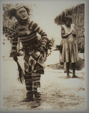 Lwena performer, first half of 20th Cen, Zambia, photographer unknown